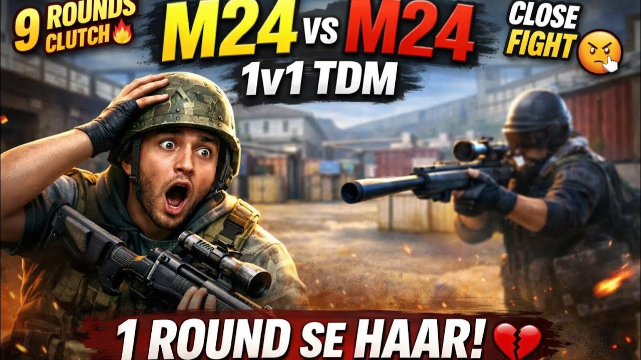 1v1 TDM BGMI 😱 9 Rounds M24 | Sirf 1 Round Se Haar Gaya 💔 Full Match