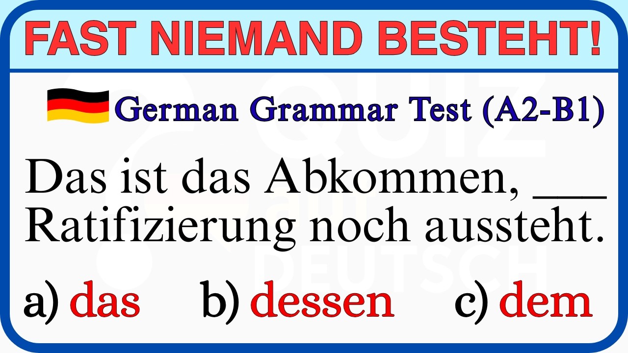 Deutsch Grammatik-Quiz A2-B1 💥 | Kannst du alle Fragen beantworten?