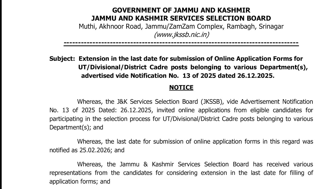 JKSSB 390 POSTS 2026 UPDATE - AHTO || SUPERVISOR || STOCK ASSISTANT - LAST DATE EXTENDED 