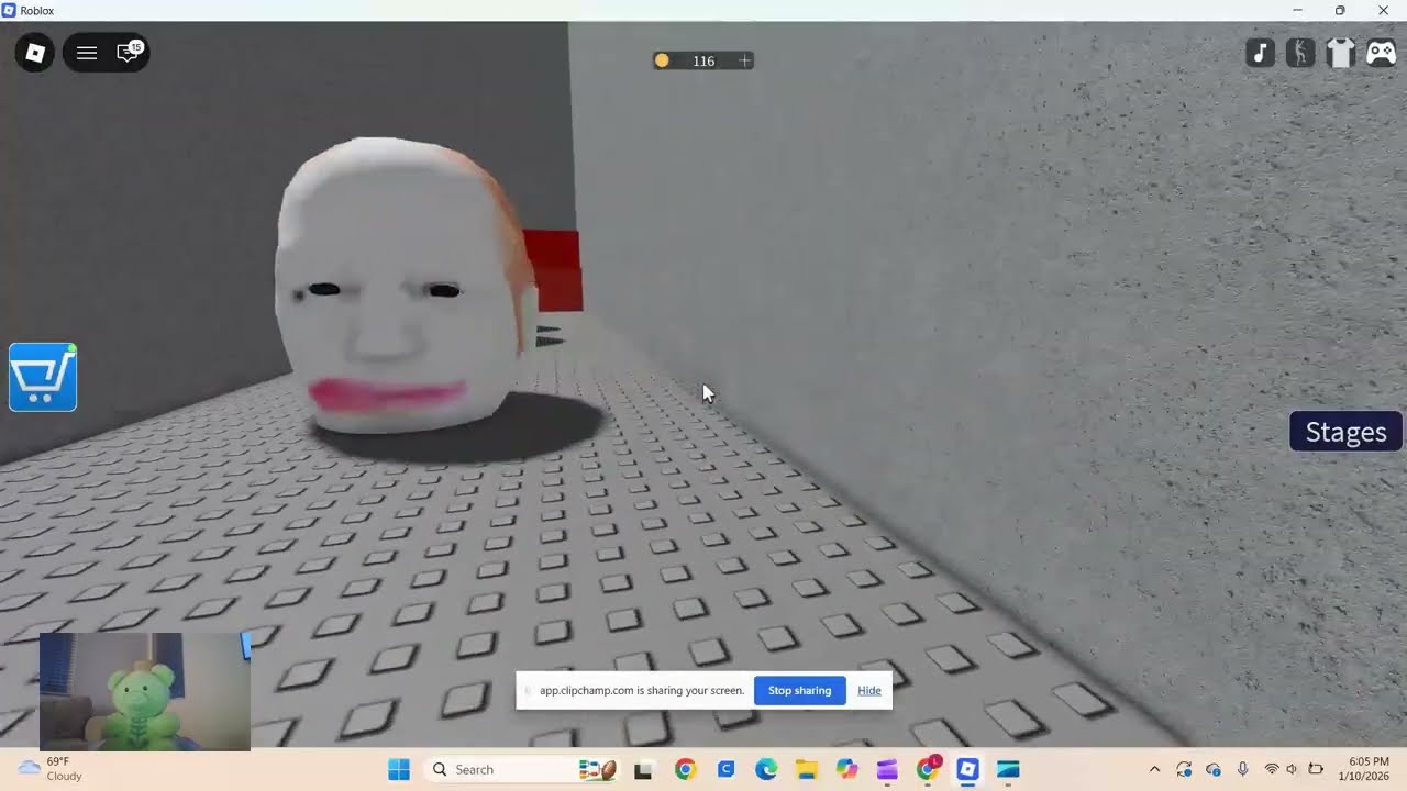 Bear is playing escape running heads Roblox.