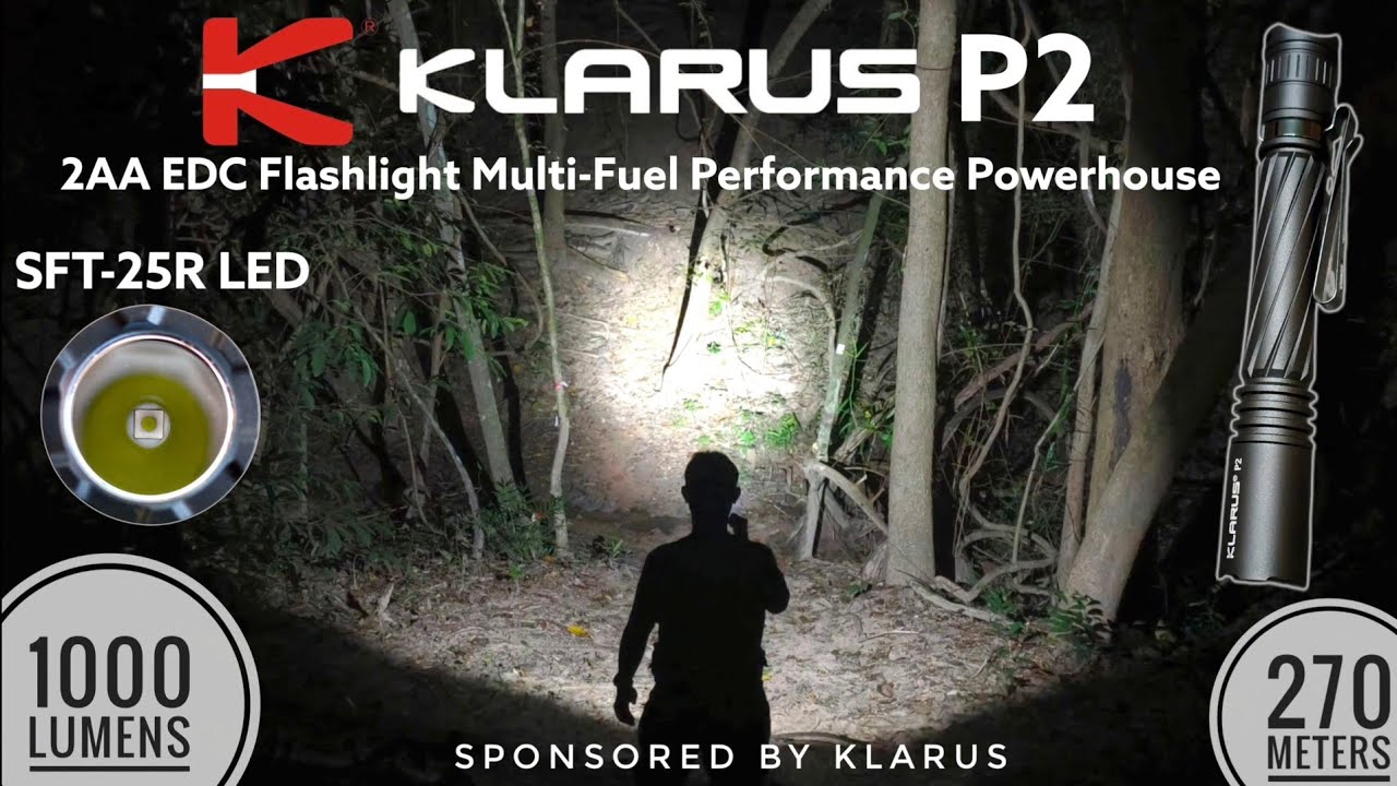 KLARUS P2 — Мощный карманный фонарик для повседневного использования, светодиод SFT-25R, совмести...