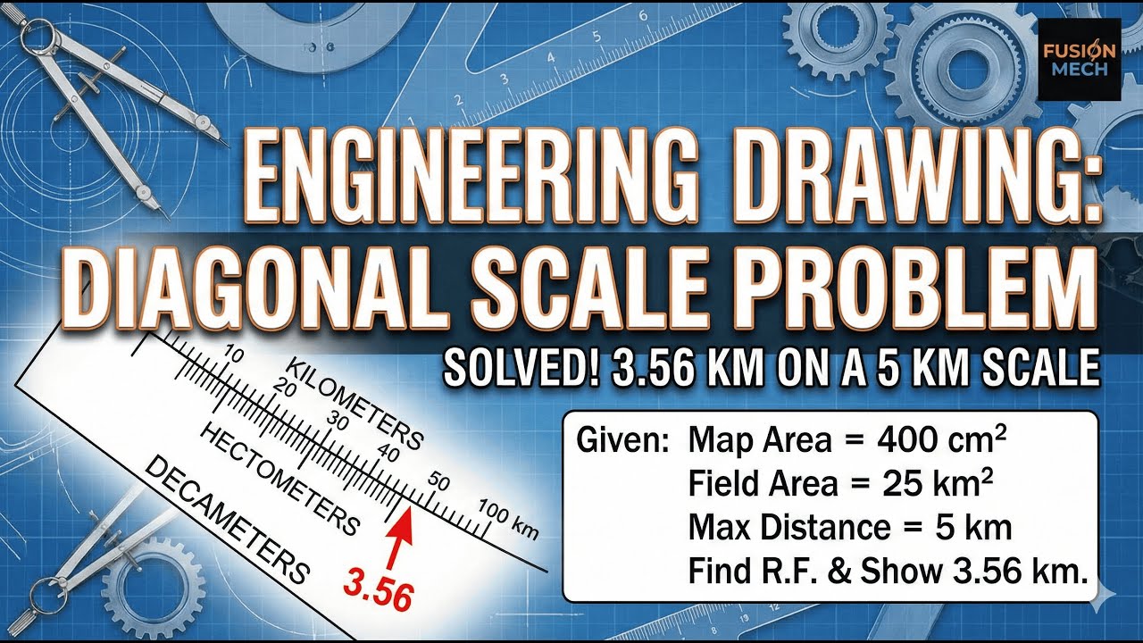 Diagonal Scale Engineering Drawing | Area Problem Solved | FUSION MECH
