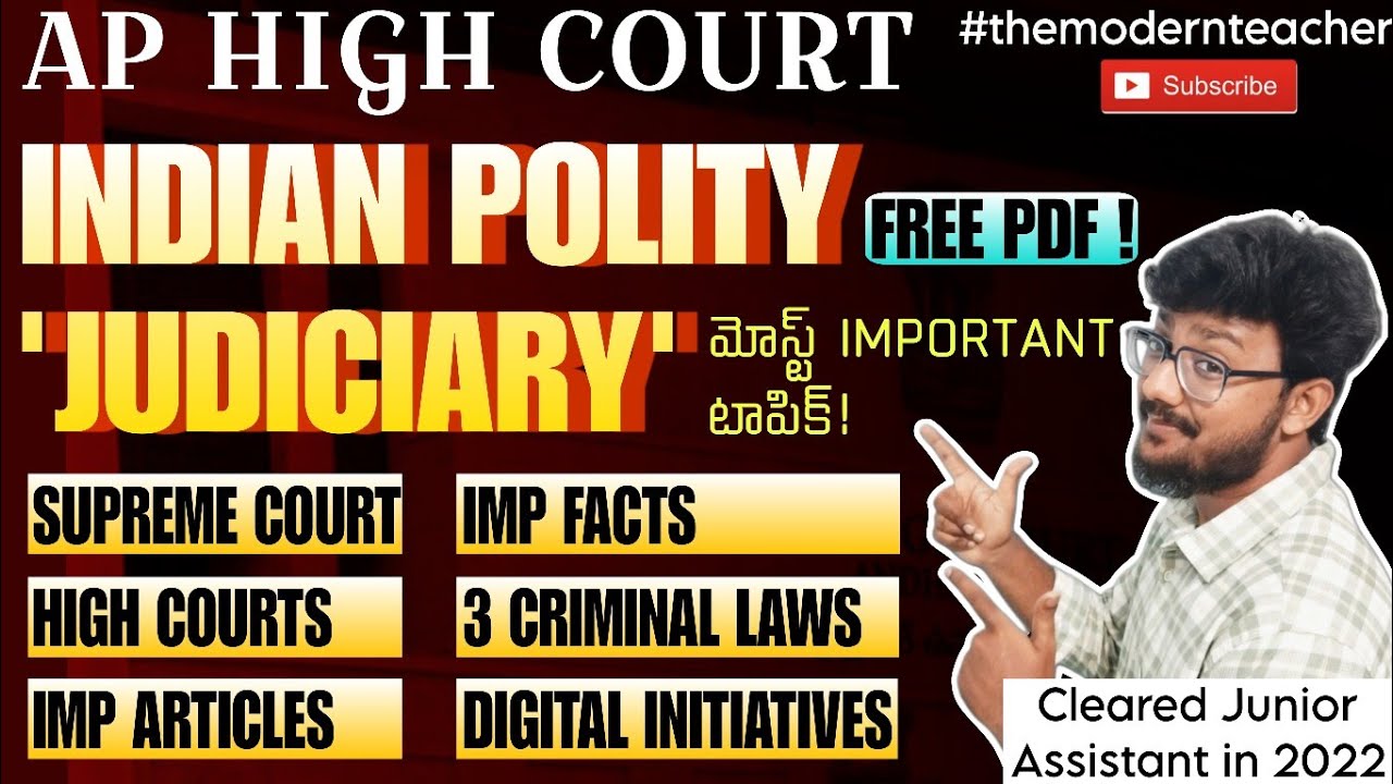 Indian Polity for AP High Court Notification 2025| Judiciary Most Important Concepts | Must Watch 🔥