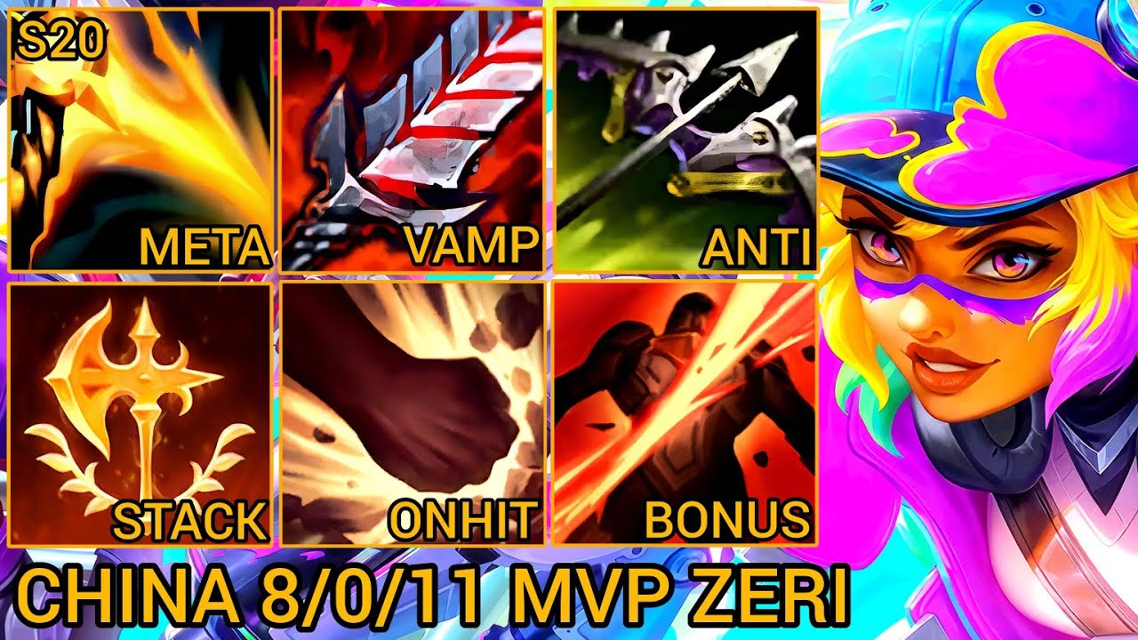 Zeri MVP S Rating Duo Lane 8/0/11 - China Wild Rift New Meta Build & Runes By Tiarty