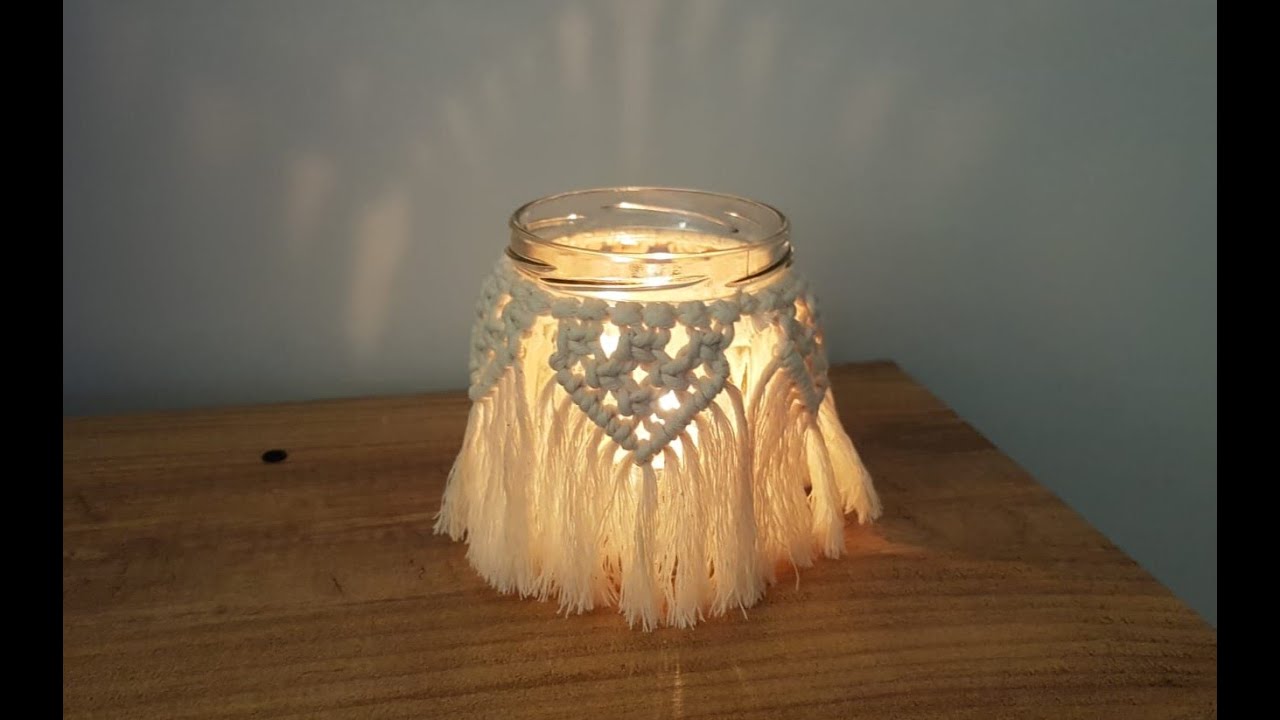 MAKROME MUMLUK YAPIMI (Macrame jar cover)