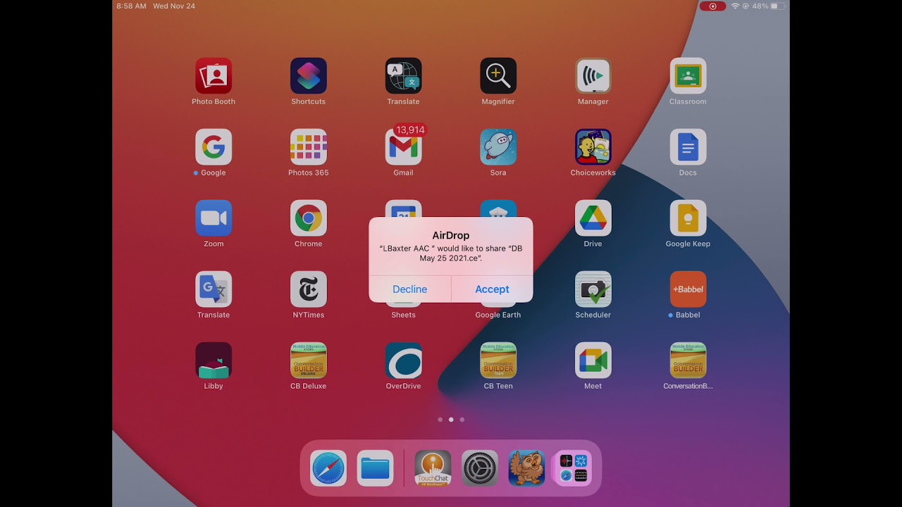 Air Drop TouchChat Grid