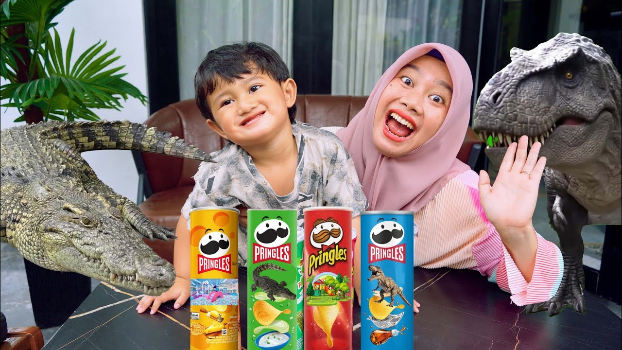 MAKAN PRINGLES KARAKTER BUAYA DAN DINOSAURUS 😱 SAMPE JADI MERMAID