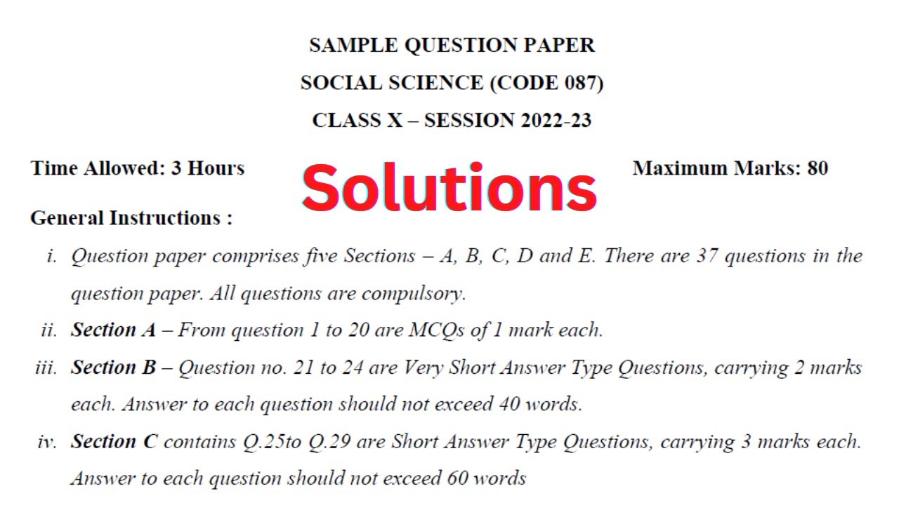sample paper class 10 social science 2022-23 with solutions