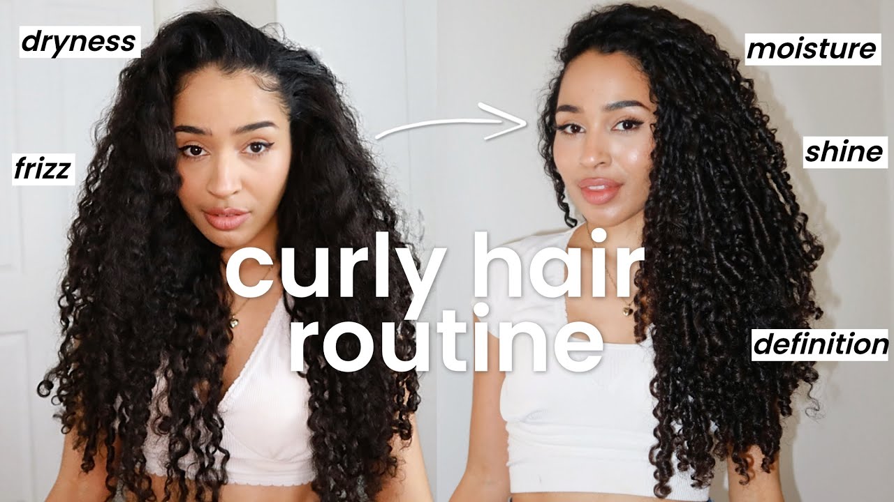 MY CURLY HAIR ROUTINE for SHINY DEFINED CURLS ✨ (BUDGET FRIENDLY)