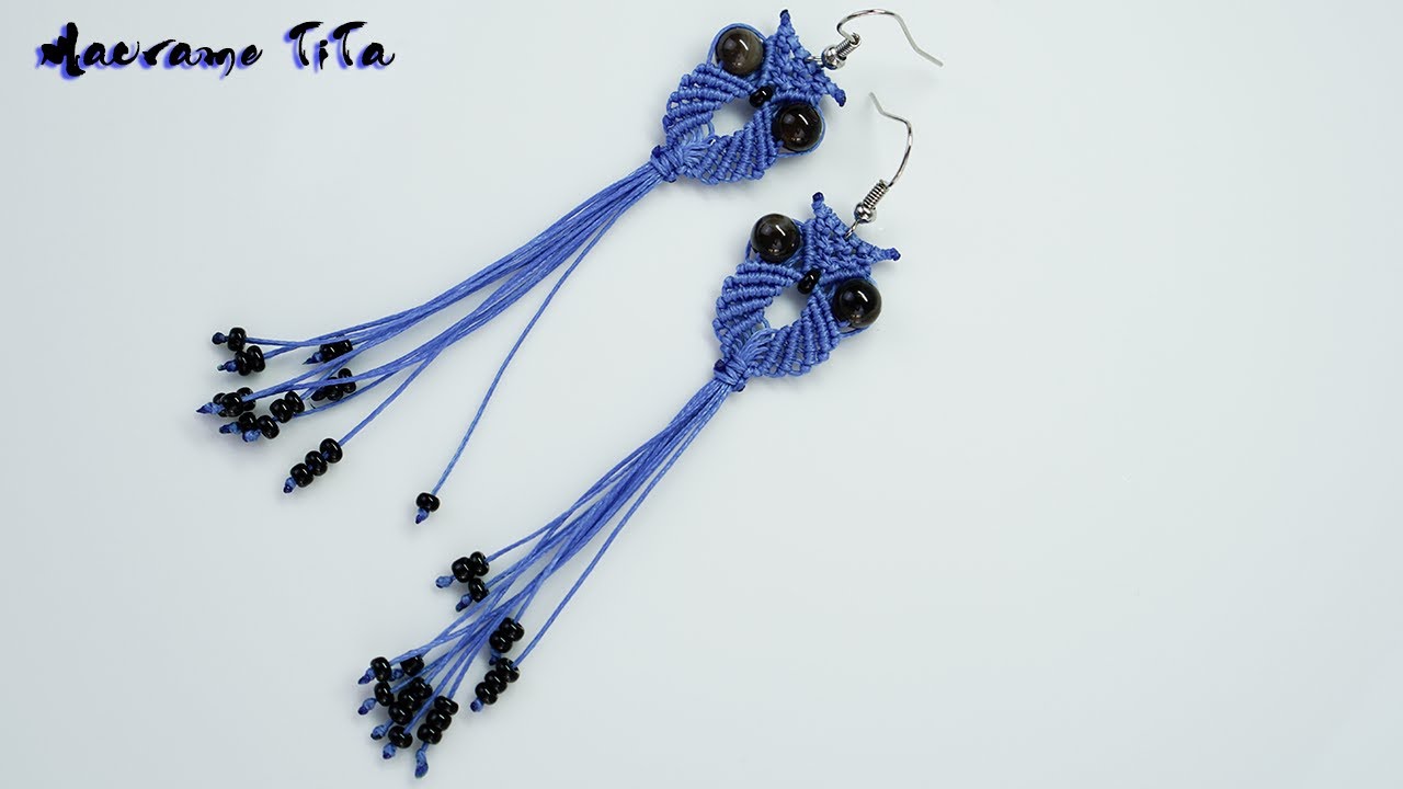 Macrame earring tutorial: How to make Owl macrame earrings DIY | Macrame TiTa