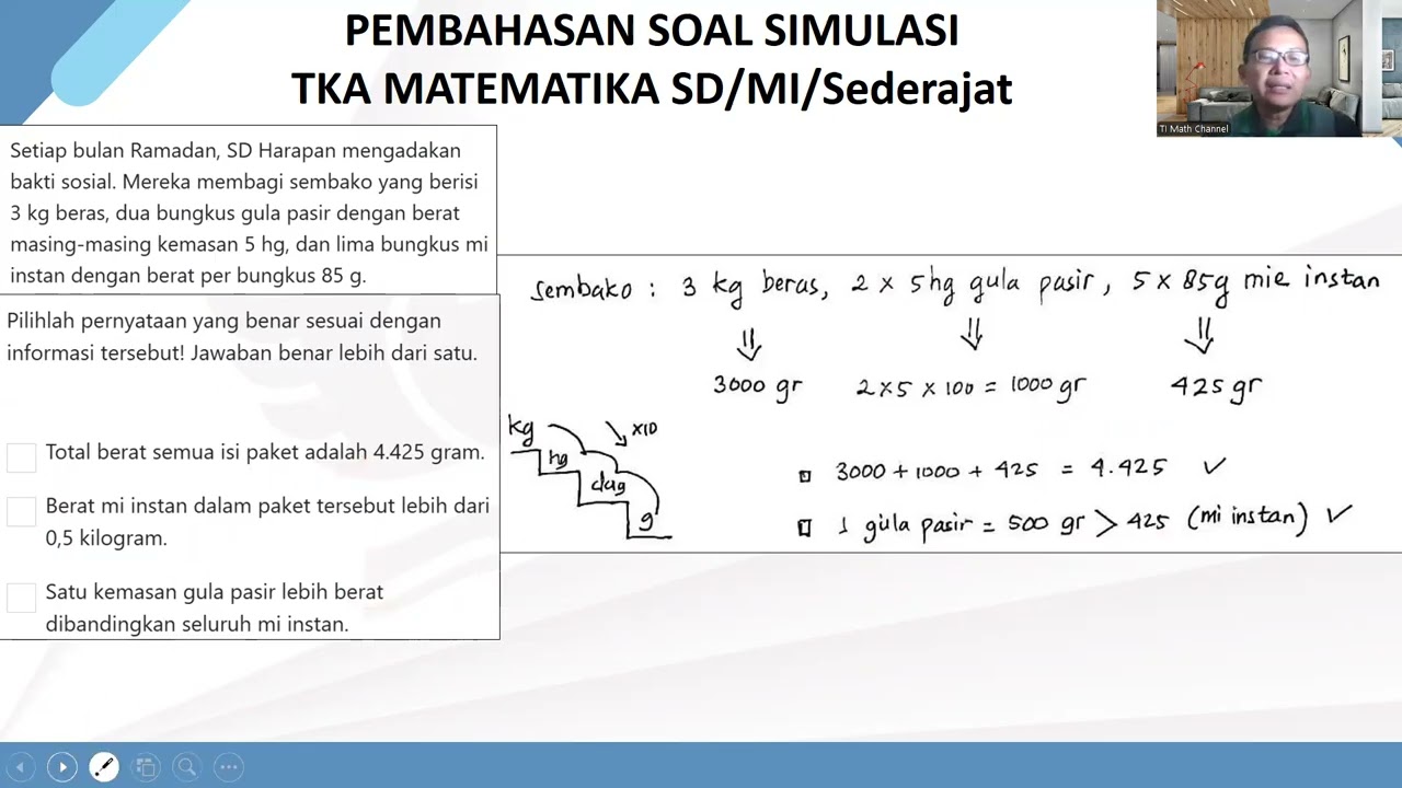 Pembahasan Soal Simulasi TKA Matematika SD/Sederajat (Soal Resmi Simulasi TKA Matematika Pusmendik)