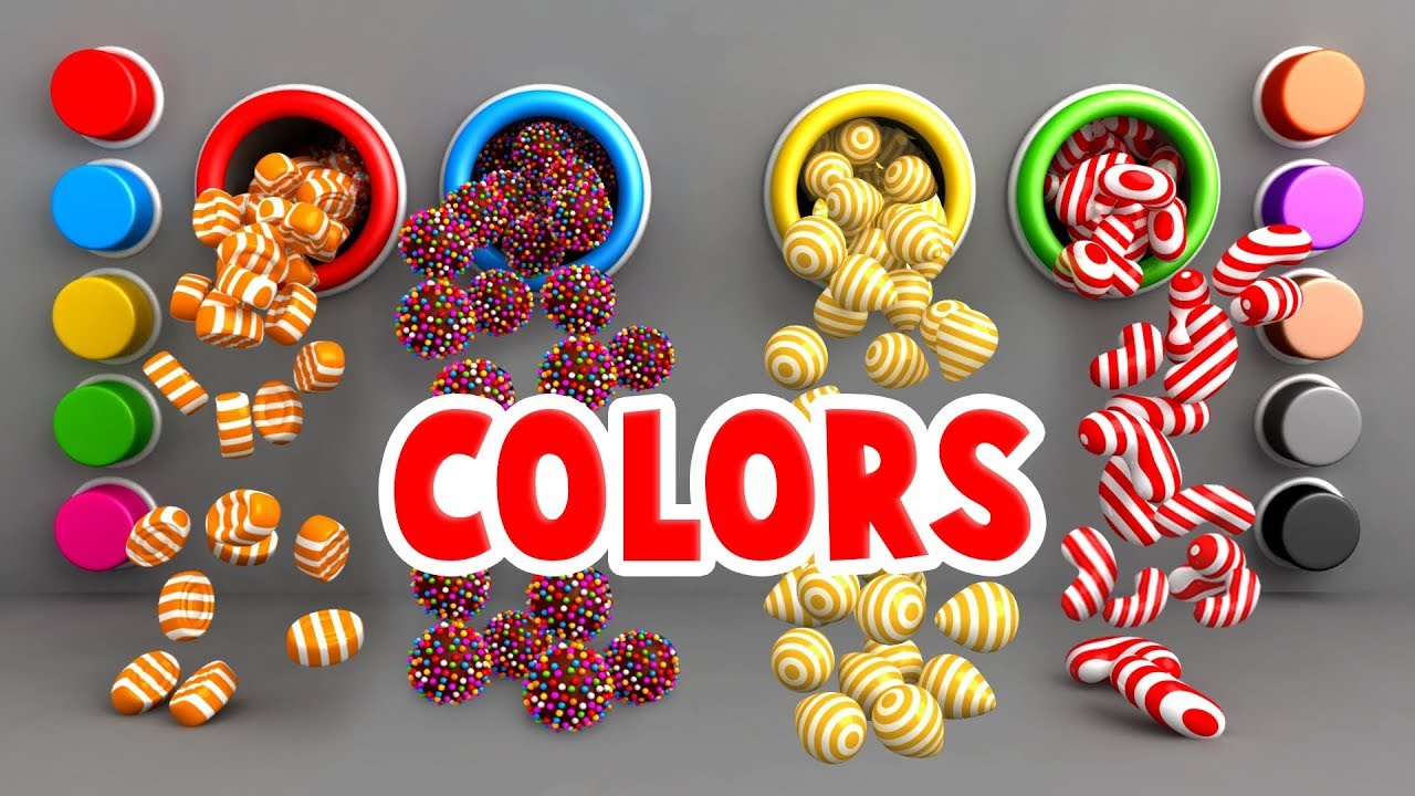 Learn Colors for Toddlers Kids Babies with A Lot of 3D Candy Surprise Eggs