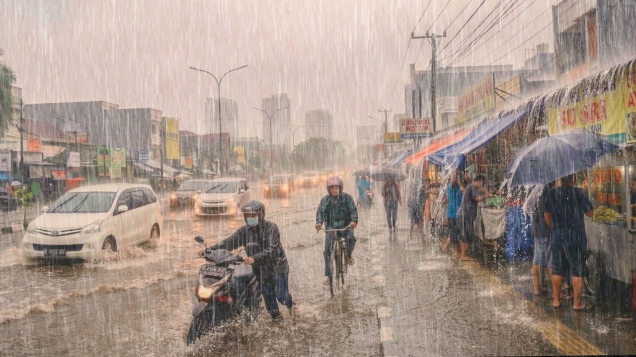 Экстремальная погода в Индонезии‼️ Прекрасная деревня под шквалом шторма 🌧️