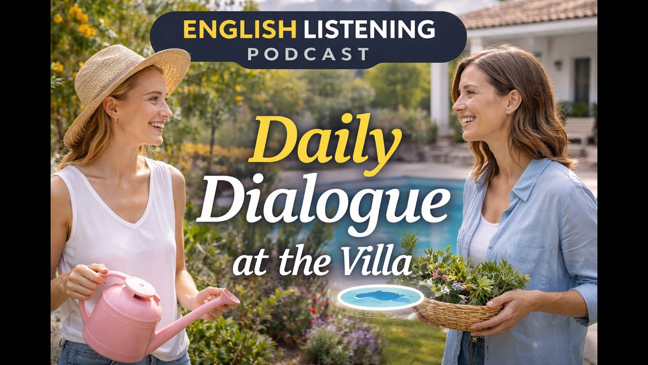 Daily English Dialogue at Home | Garden and Pool Conversation (A2–B1)