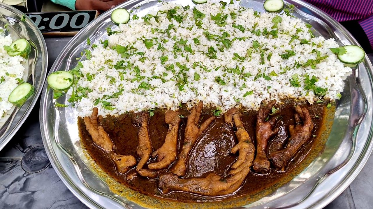 CHICKEN PANJA KARI CHAWAL KHAO ₹2100 LE JAO. 🐓🐓🐓चिकन पंजा मसाला चावल खाने का चैलेंज