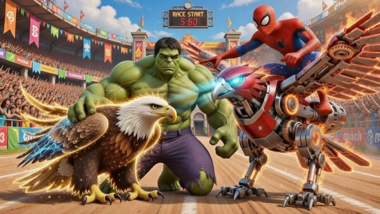 🦅🕷️ SPIDERMAN Wins The Magic Giant Eagle Racing Championship = Epic Racing Challenge ???