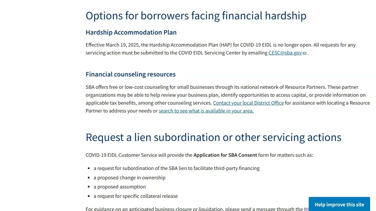 SBA Ends COVID EIDL Hardship Accommodation Plan