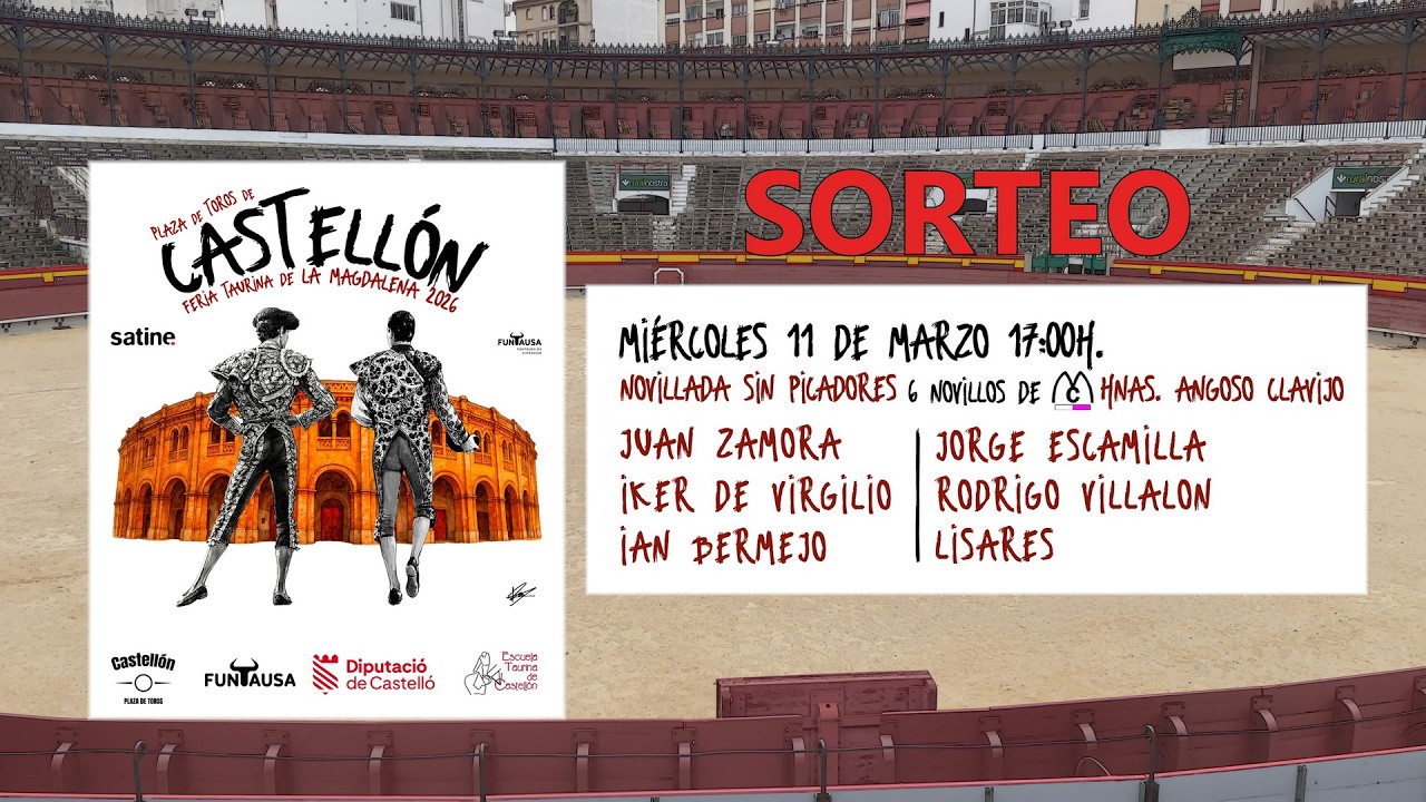NOVILLADA SIN PICADORES EN CASTELLÓN 11-03-2026 (SORTEO)