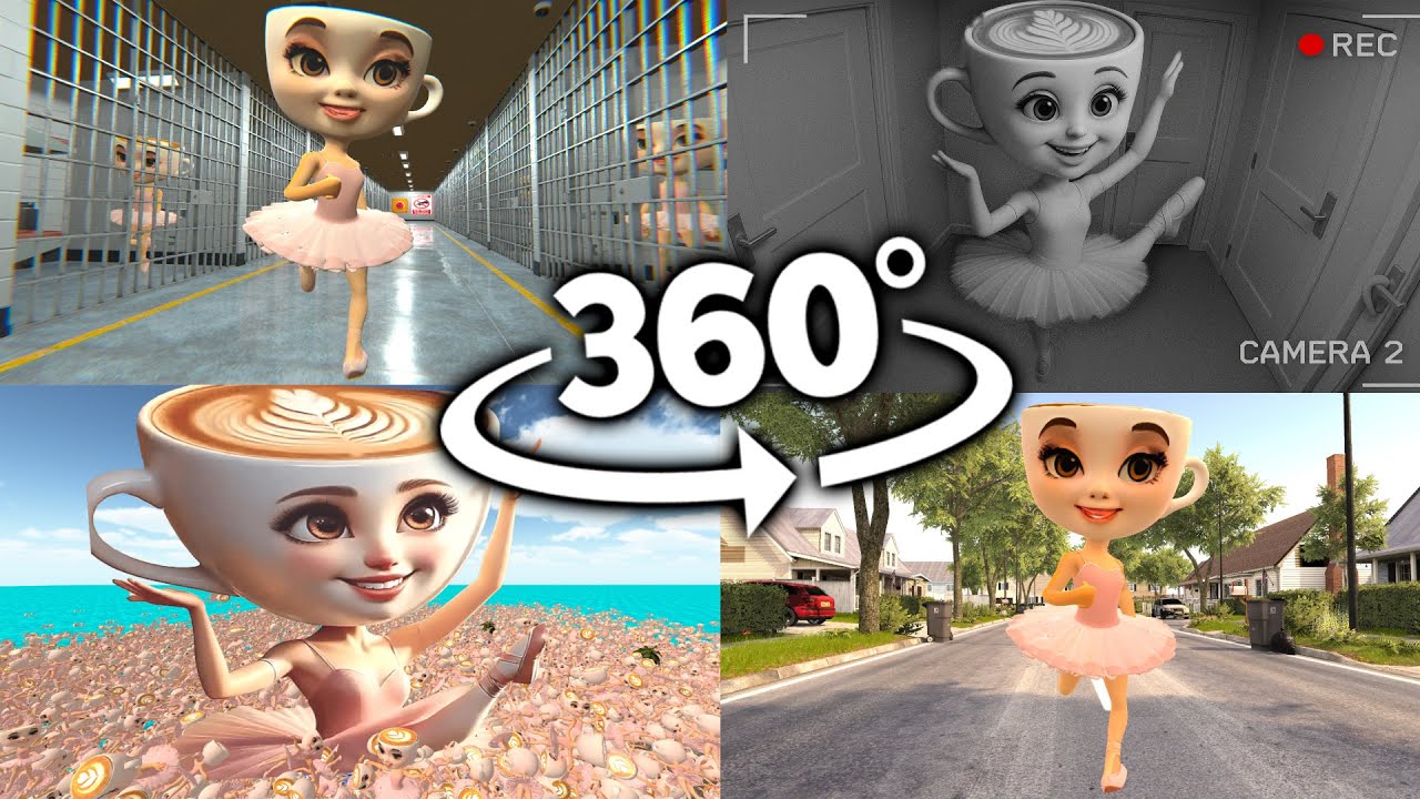 VR 360° Ballerina Cappuccina Movie Compilation!