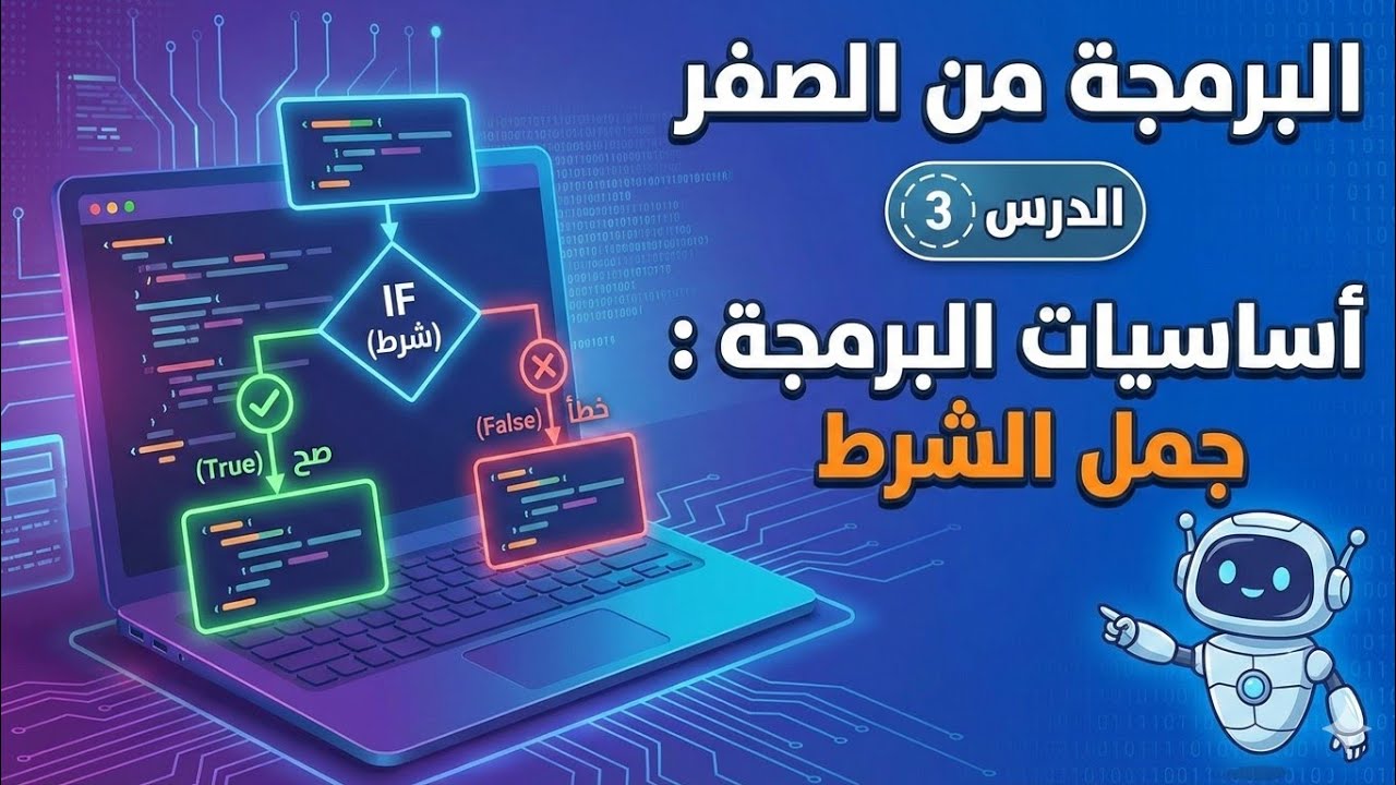 البرمجة من الصفر الدرس 4️⃣ من كورس اساسيات البرمجة : جمل الشرط 