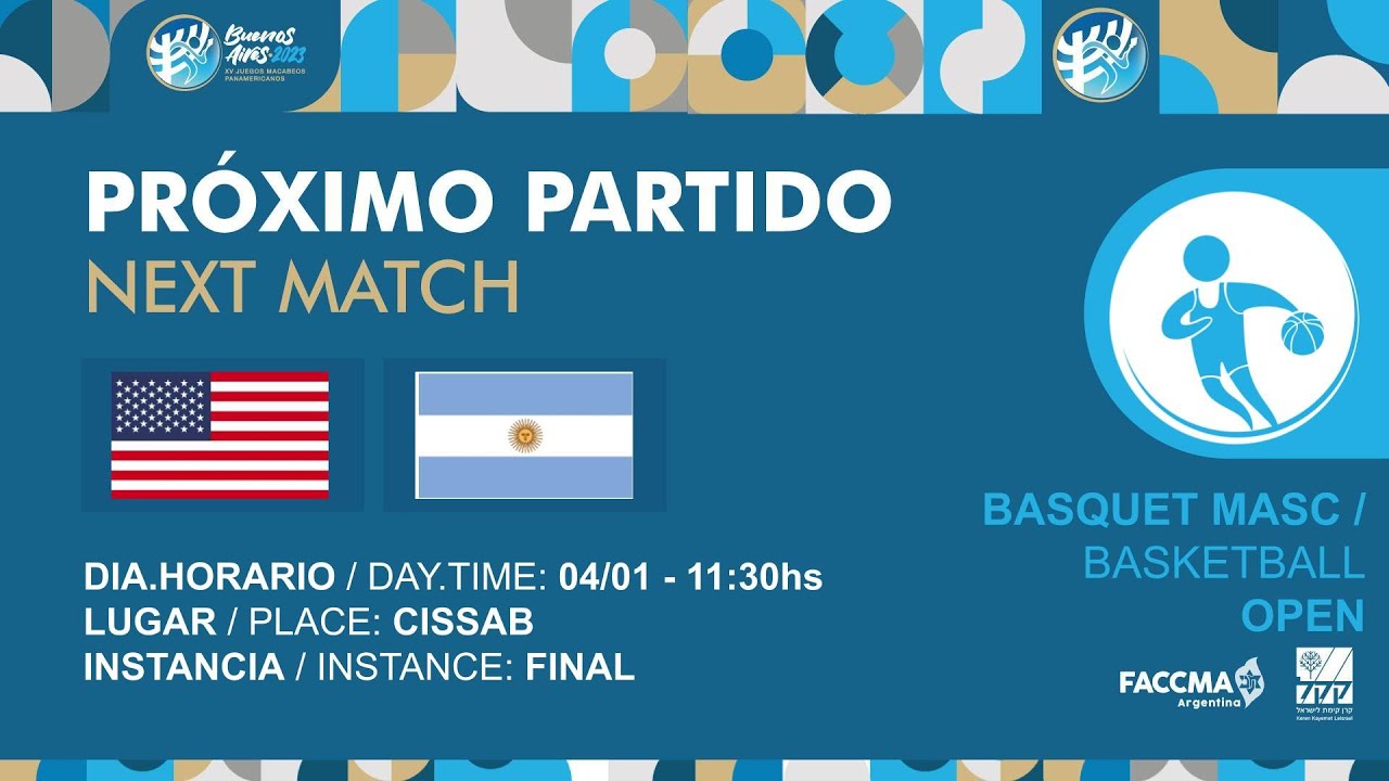 Basquet (M) OPEN - USA vs Argentina / Juegos Macabeos Panamericanos Buenos Aires 2023