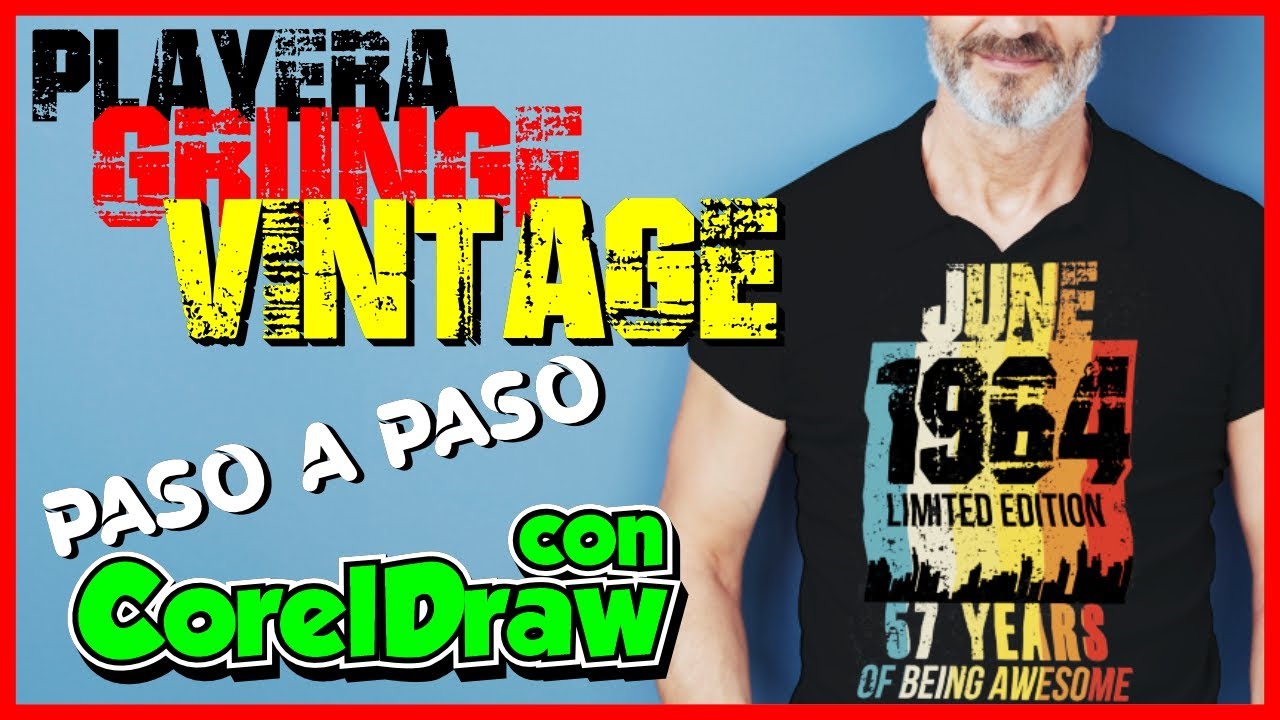 🔴 Cómo DISEÑAR una PLAYERA Grunge, Retro, Vintage en CorelDraw paso a paso COMPLETO