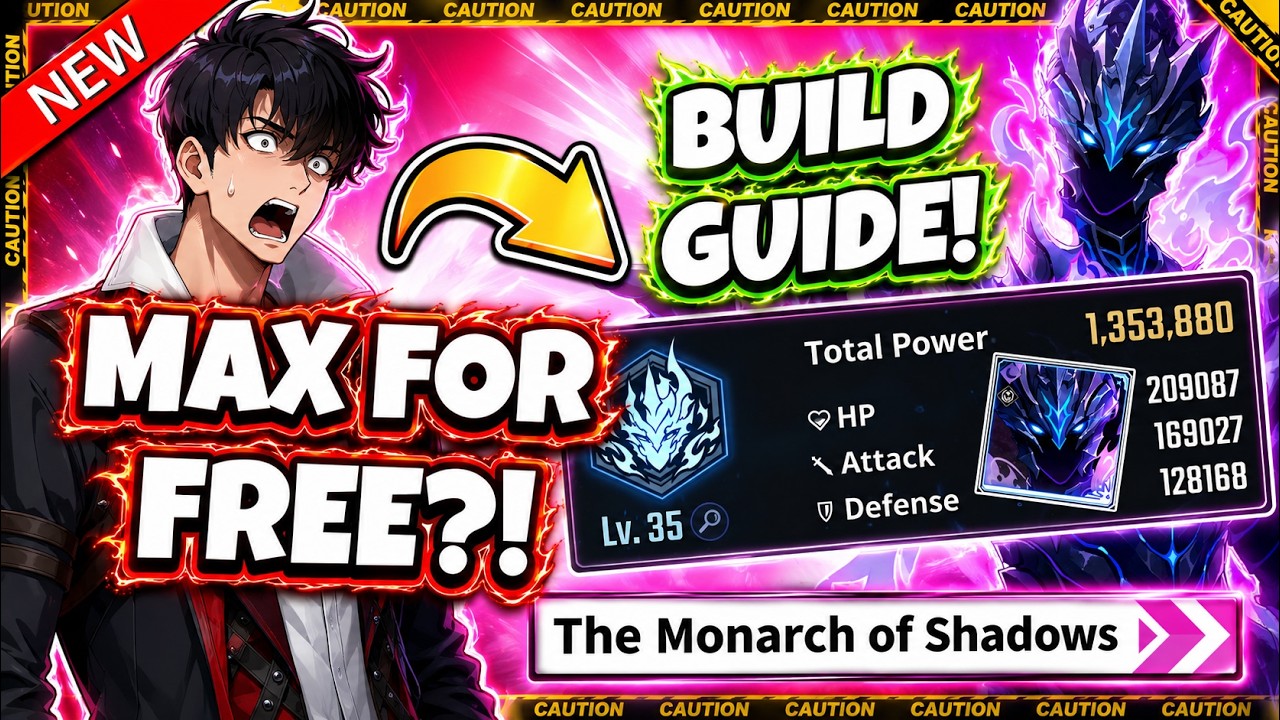 SHADOW MONARCH MAX FOR FREE?! TRICKS & BUILD GUIDE! SKILLS / STATS / GEMS! [Solo Leveling: Arise]