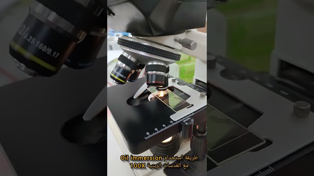 طريقة_استخدام_العدسة_100X_مع الزيت الخاص Immersion oil