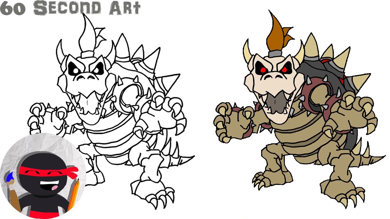 How To Draw Dry Bowser | Super Mario Bros