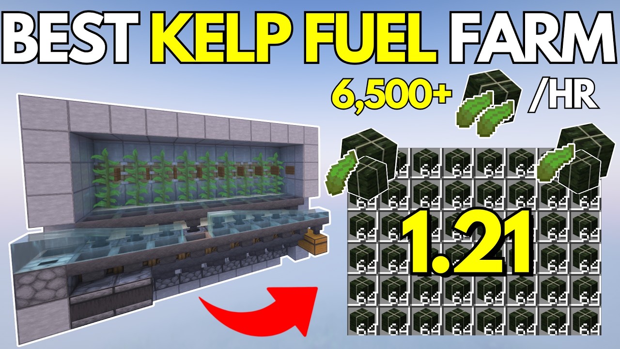 FULLY AUTOMATIC KELP FUEL Farm for Minecraft Bedrock 1.21+