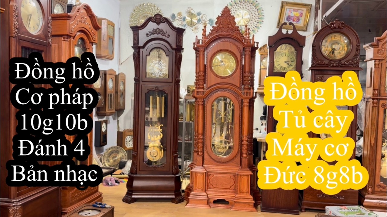 Đồng hồ tủ cây lắp bộ máy cơ Đức máy cơ pháp chơi 4 bản nhạc (0328931368)