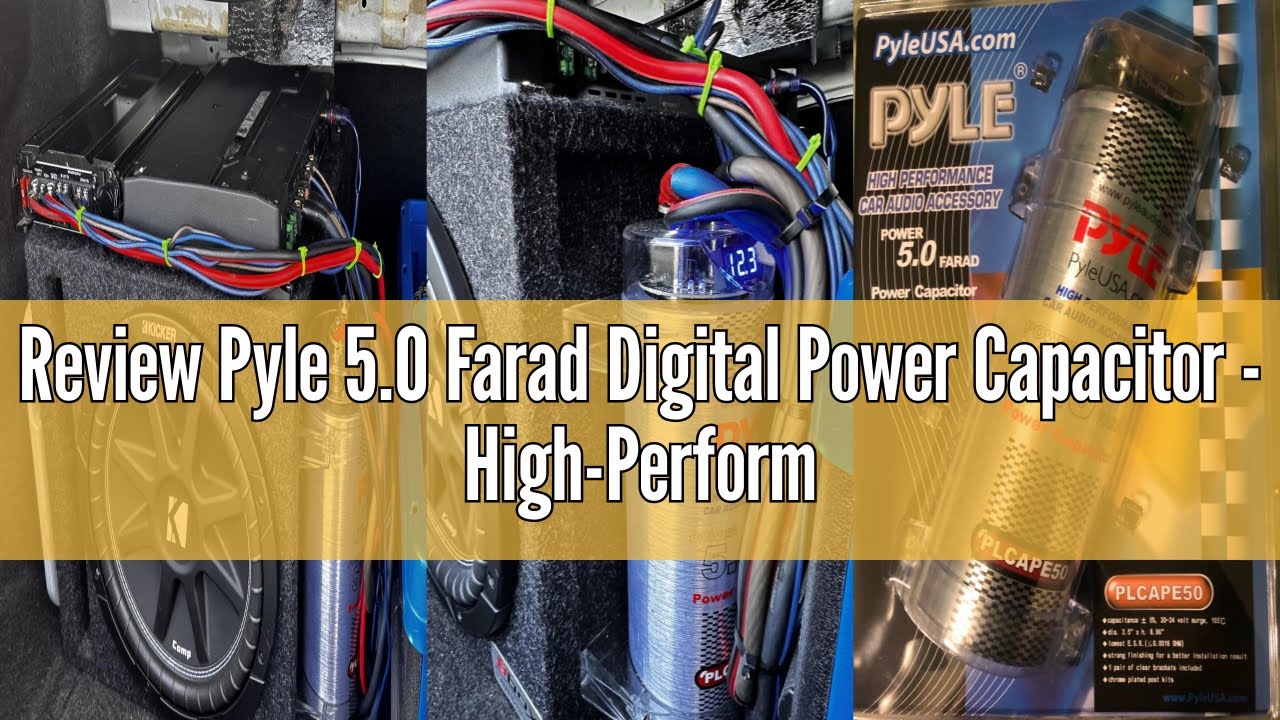 Review Pyle 5.0 Farad Digital Power Capacitor - High-Performance Car Audio Accessory with Blue Digit