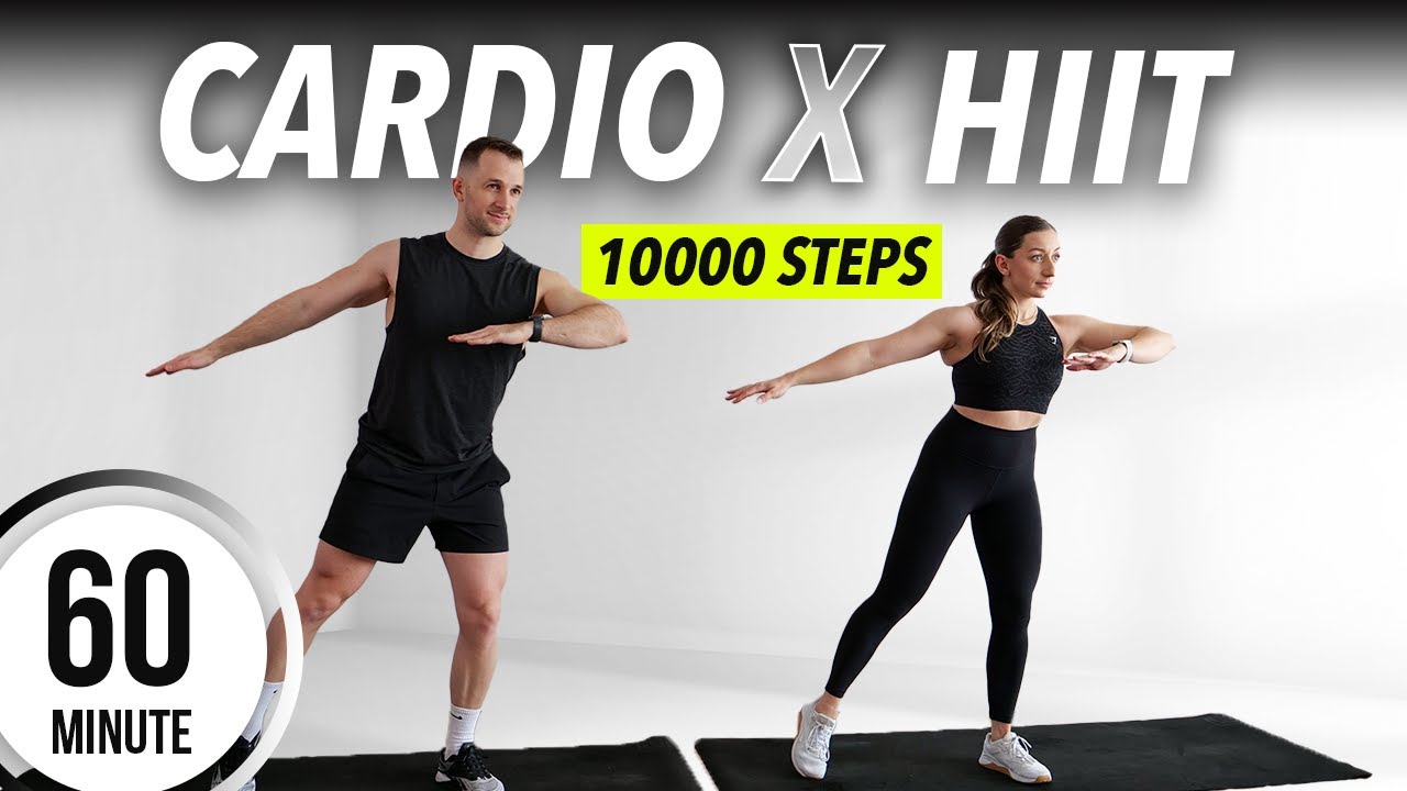 1 Hour Cardio HIIT Workout at home - 10000 steps for Fat Burn (No equipment)