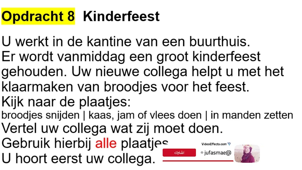 Spreken B1  Opgave 11 أسئلة الكلام