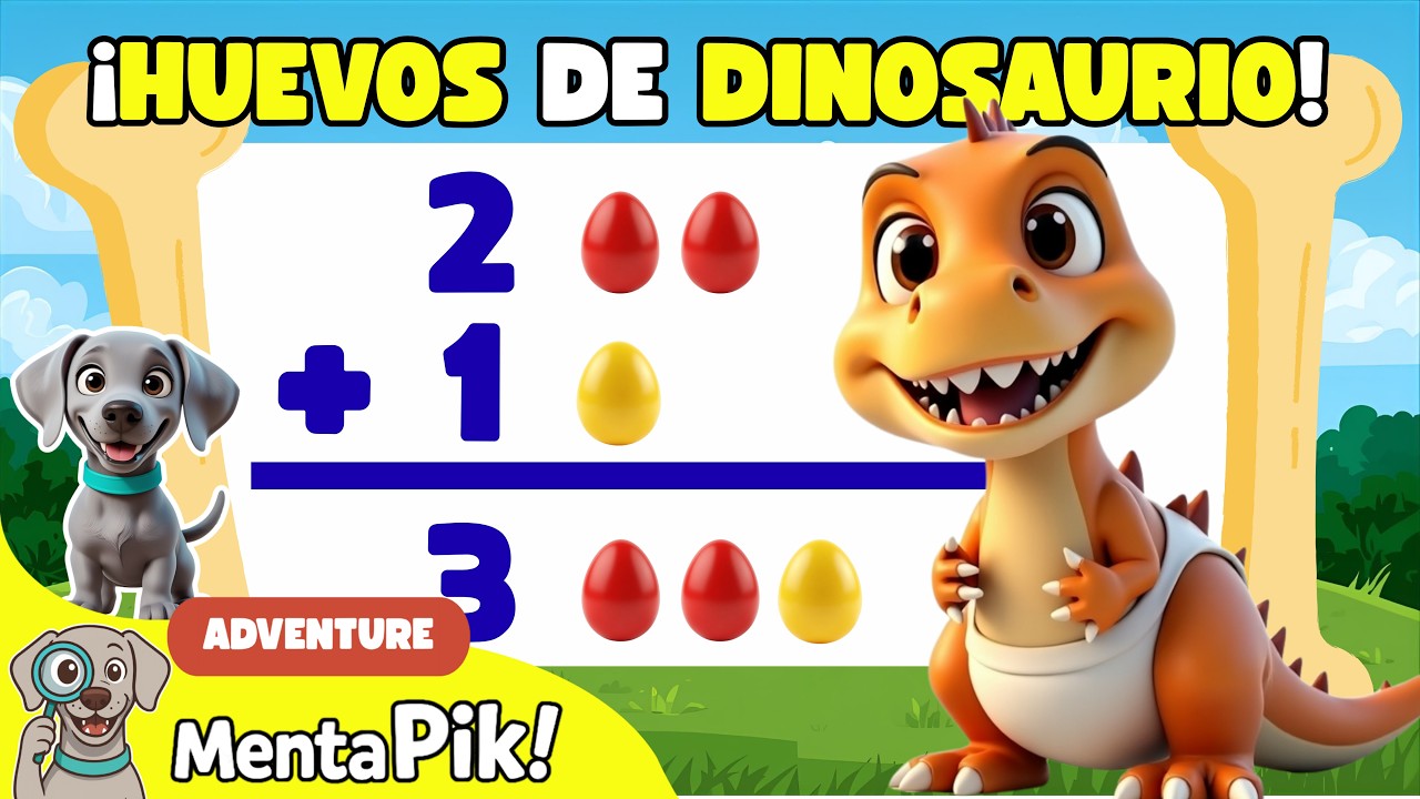 ¡SUMAS con DINOSAURIOS! | Matemáticas y dinosaurios para niños | Aprendemos a sumar con Rex