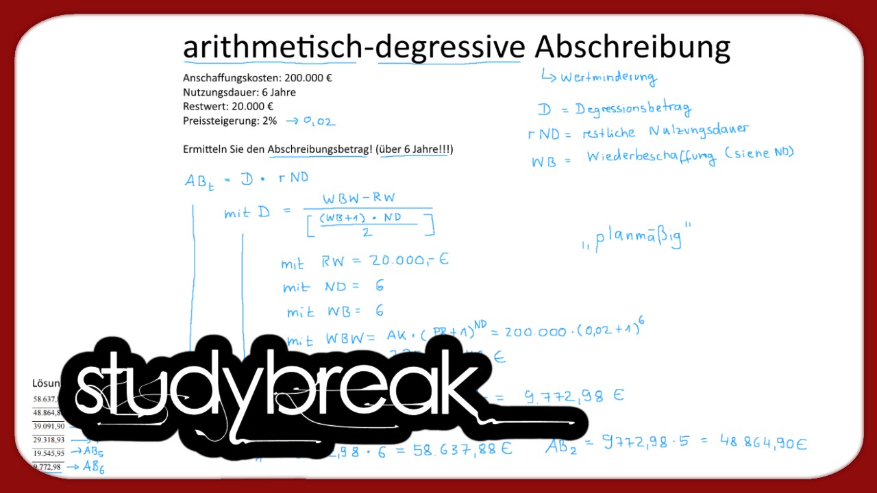 Arithmetisch-degressive Abschreibung, Degressionsbetrag | Kosten- und Leistungsrechnung