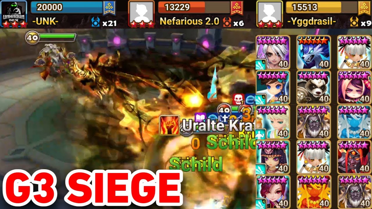 G3 Siege | -UNK- vs Nefarious 2.0 vs -Yggdrasil- | #summonerswar