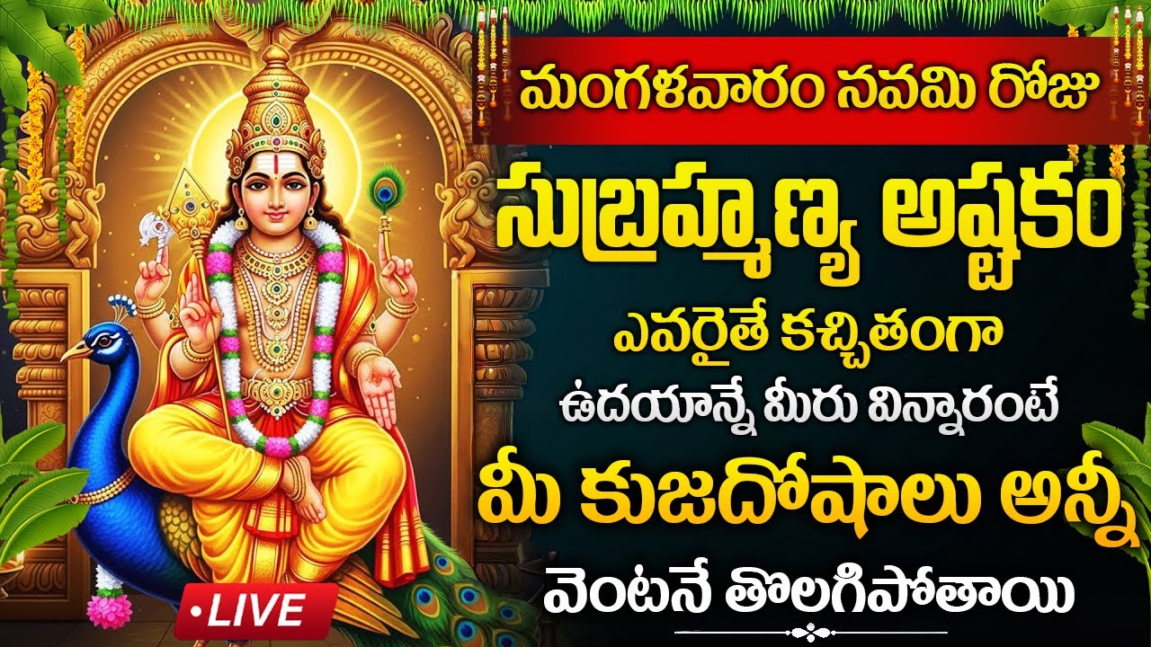 LIVE : మంగళవారం సుబ్రమణ్య అష్టకం ఉదయాన్నే వింటే రాత్రి లోపు శుభ వార్త వింటారు | Subramanya Ashtakam