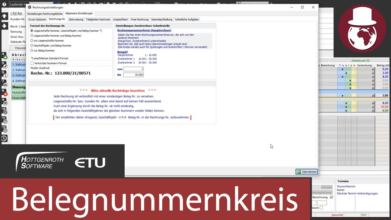 Belegnummernkreis - KAMIN Futura
