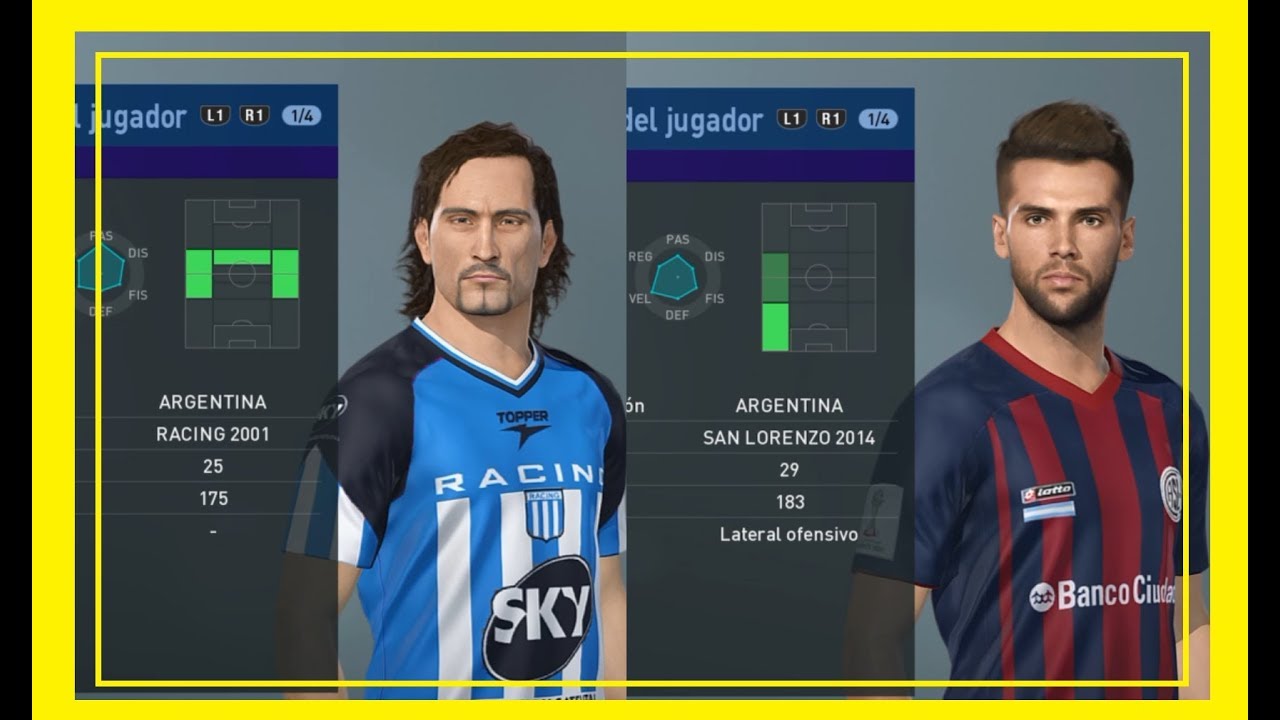 RACING DE AVELLANEDA 2001 & SAN LORENZO 2014 - PES 2019 + LINK (PS4)