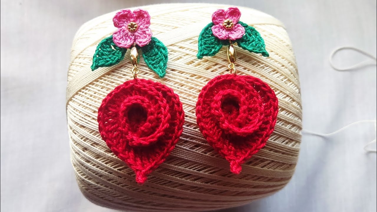 HERMOSOS ARETES DE CORAZÓN EN ESPIRAL A CROCHET.