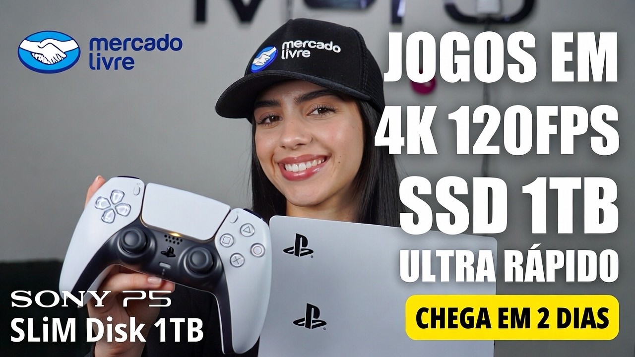 PS5 Slim 1TB Com Leitor – Console PlayStation 5 Original 4K 120FPS + DualSense | Nova Geração, SSD