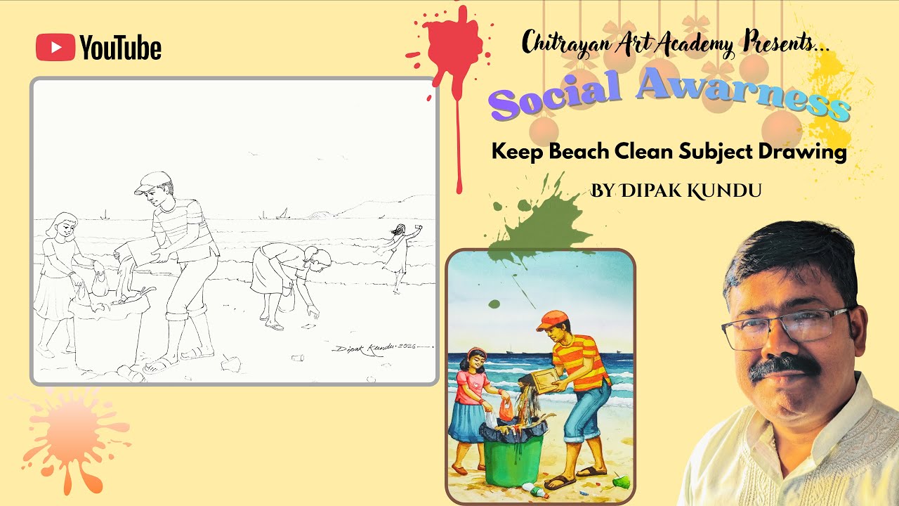 Keep Beach Clean Drawing | Save Ocean & Environment Awareness Art”