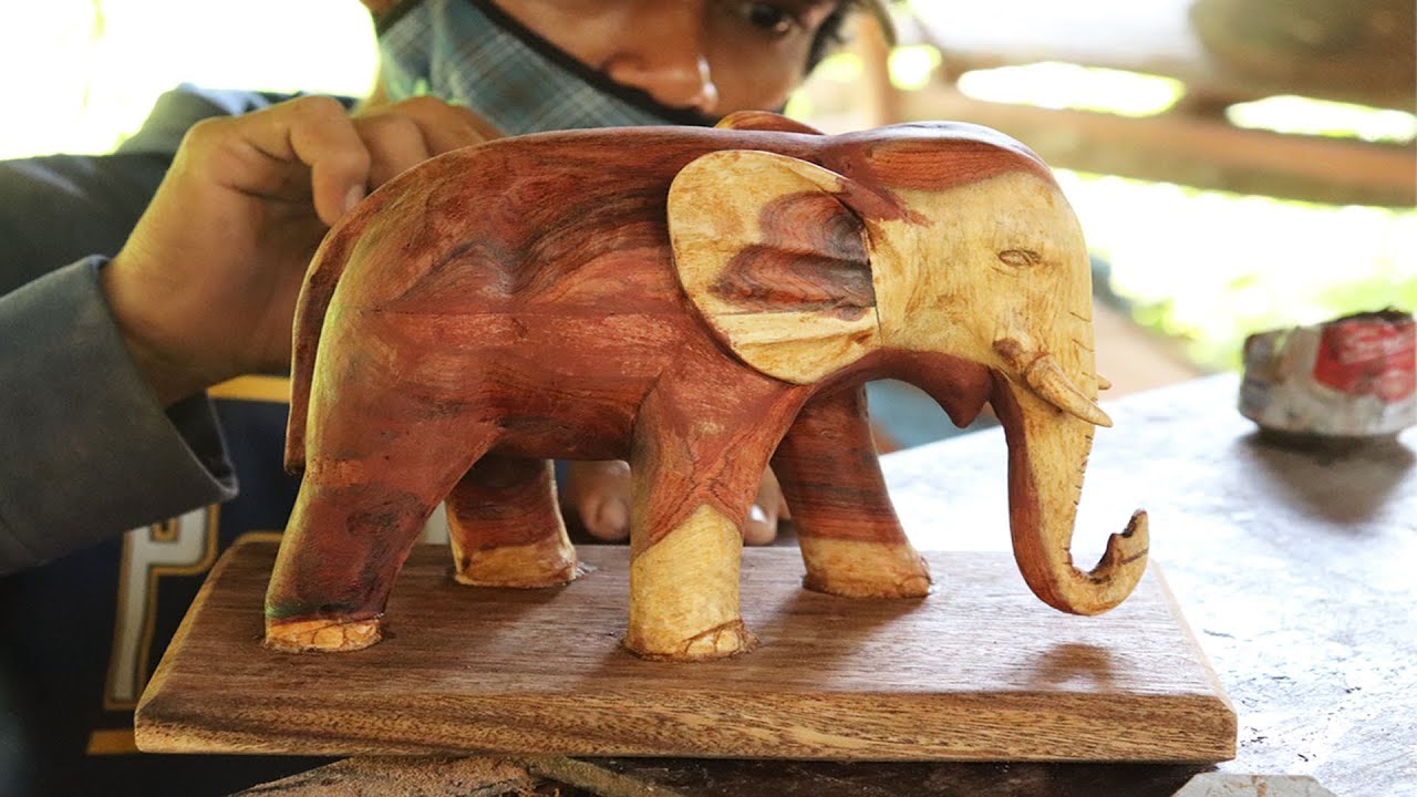 Wood Carving - Wood carving elephant detail | How to make a wooden elephant