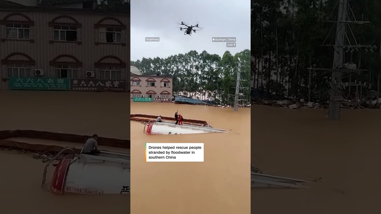 Drones help save people trapped by deadly flooding in China