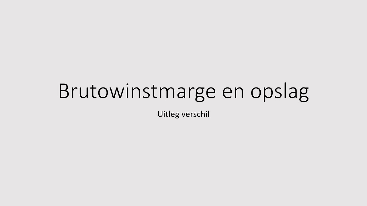 BW Marge en Opslag
