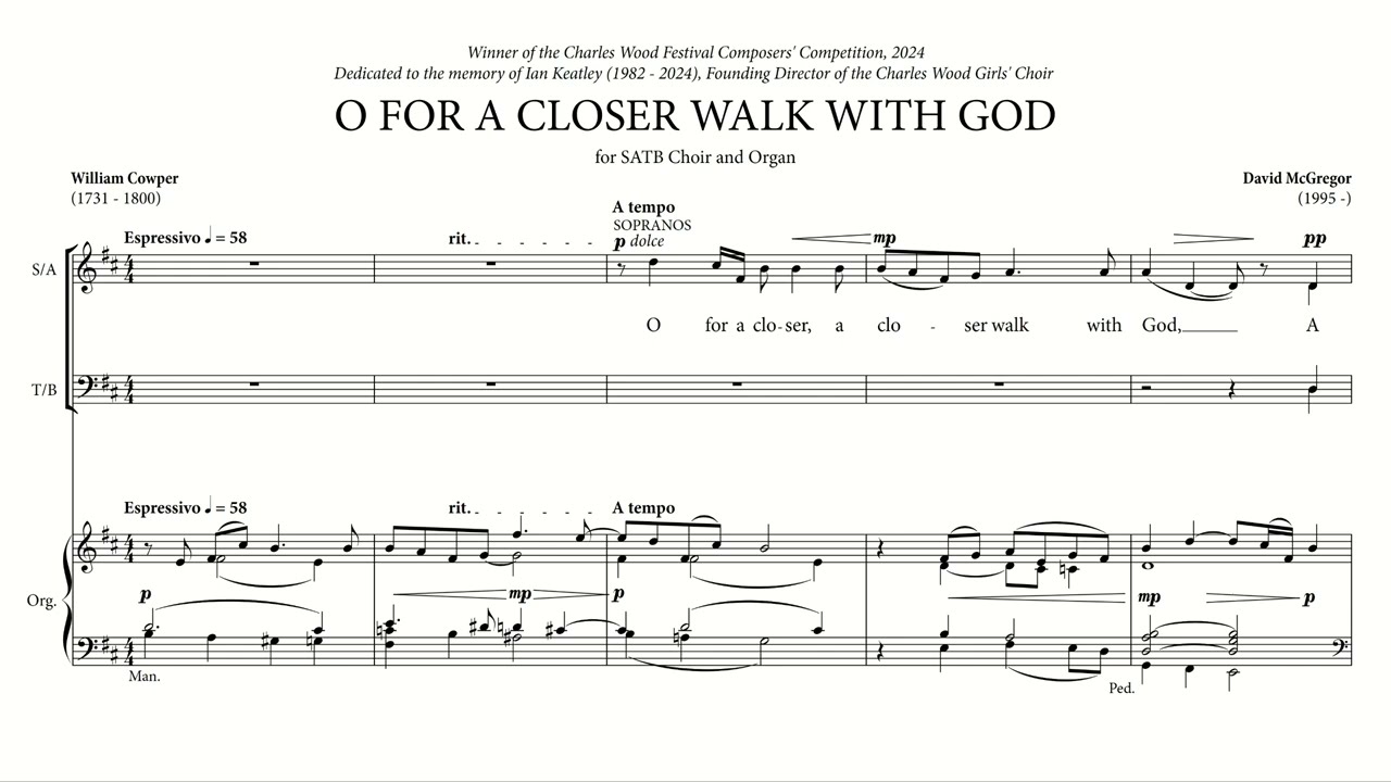 David McGregor | O for a closer walk with God (Winner: Charles Wood Composers' Competition, 2024)