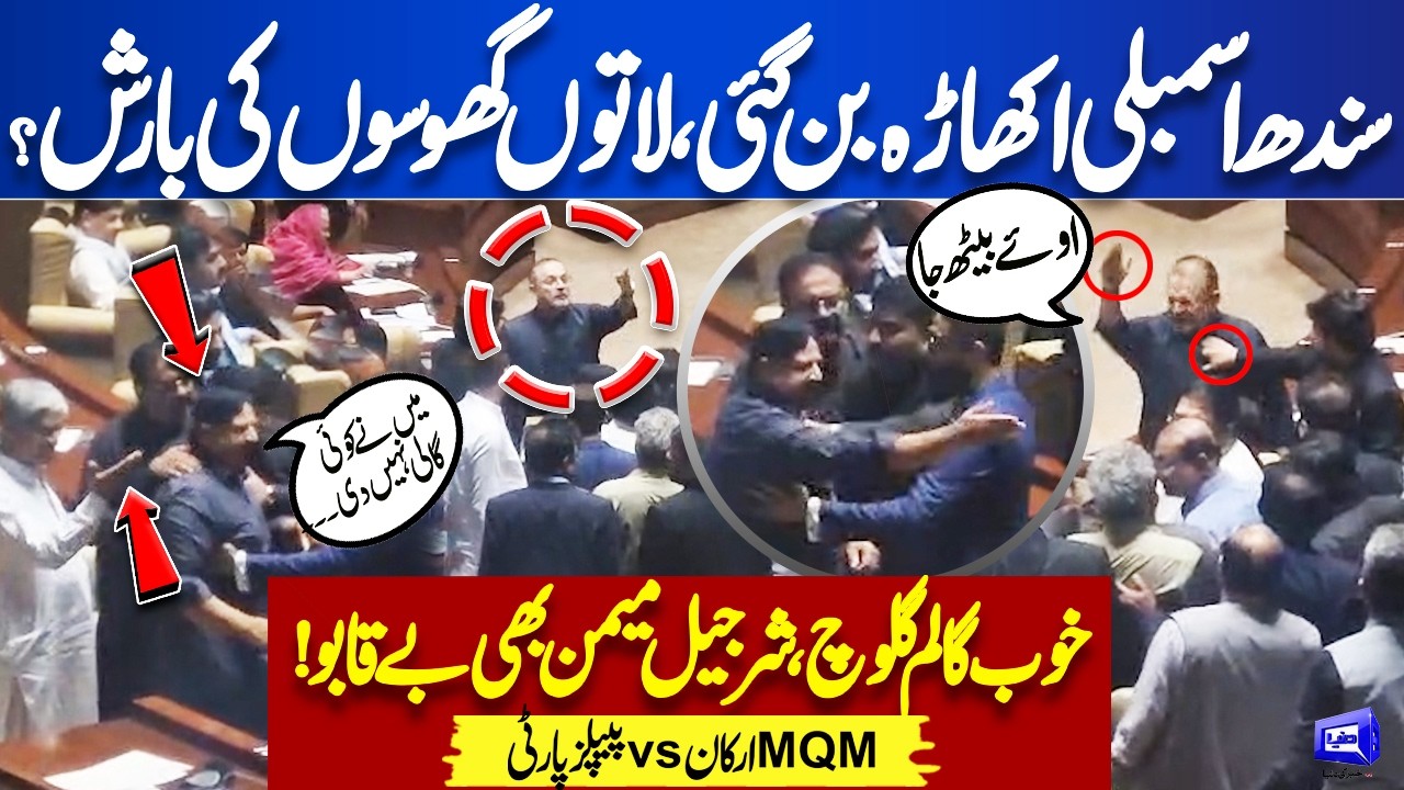 Heavy Fight in Sindh Assembly Session | PPP vs MQM | Galam Galoch Aur Hatha Pai | Dunya News