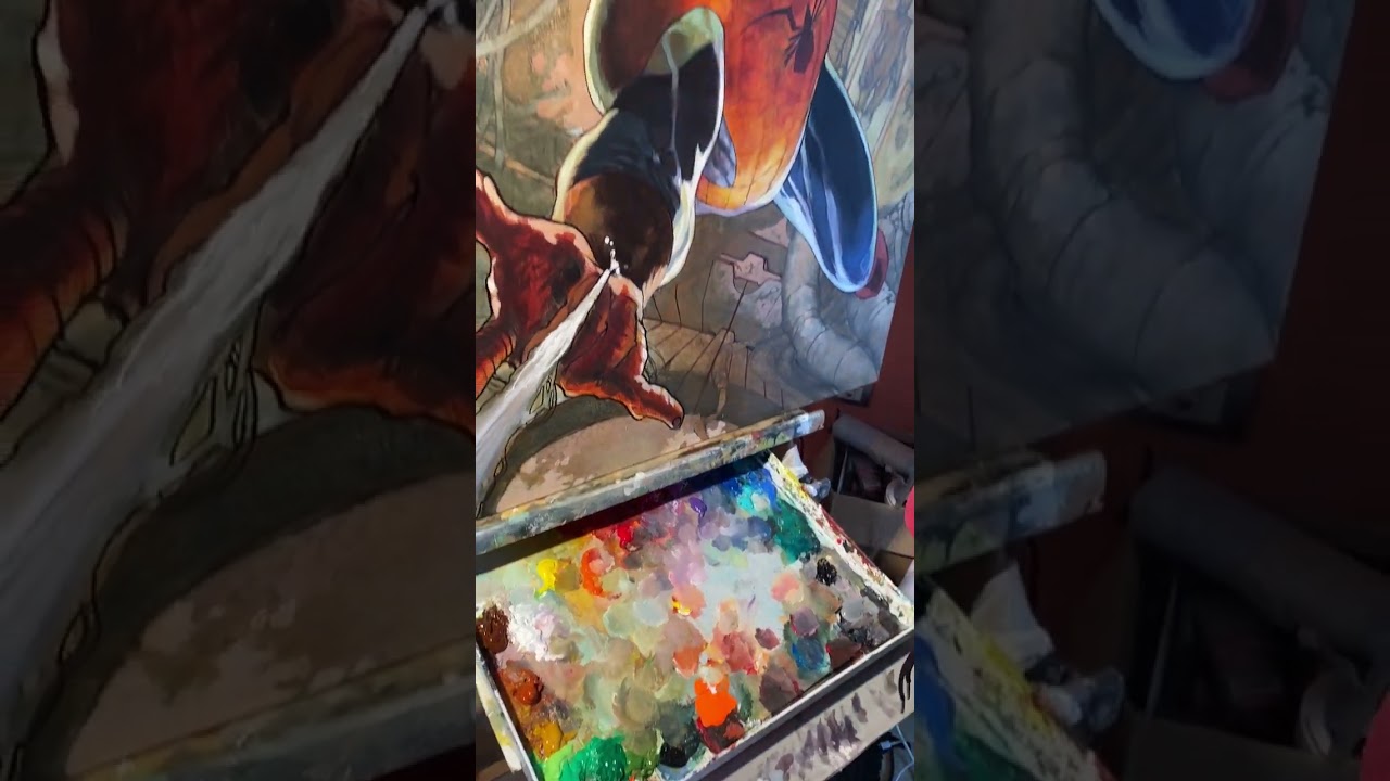 Painting Spider-man on canvas live