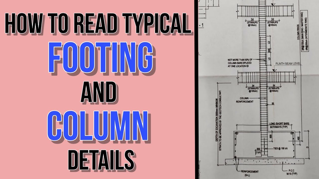 How to read Typical Footing details | How to read Typical column details
